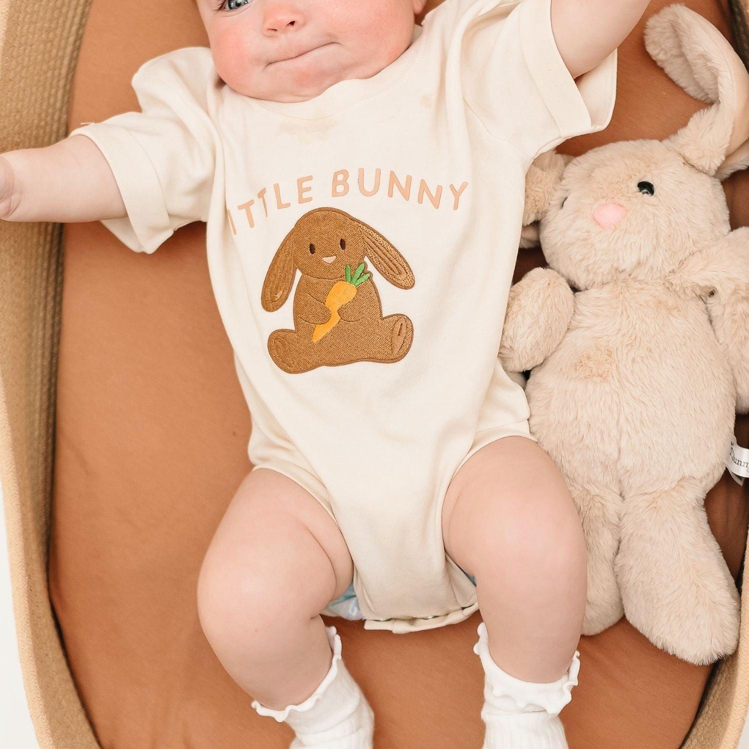 Little Bunny Patch Easter Short Sleeve Romper image number 2