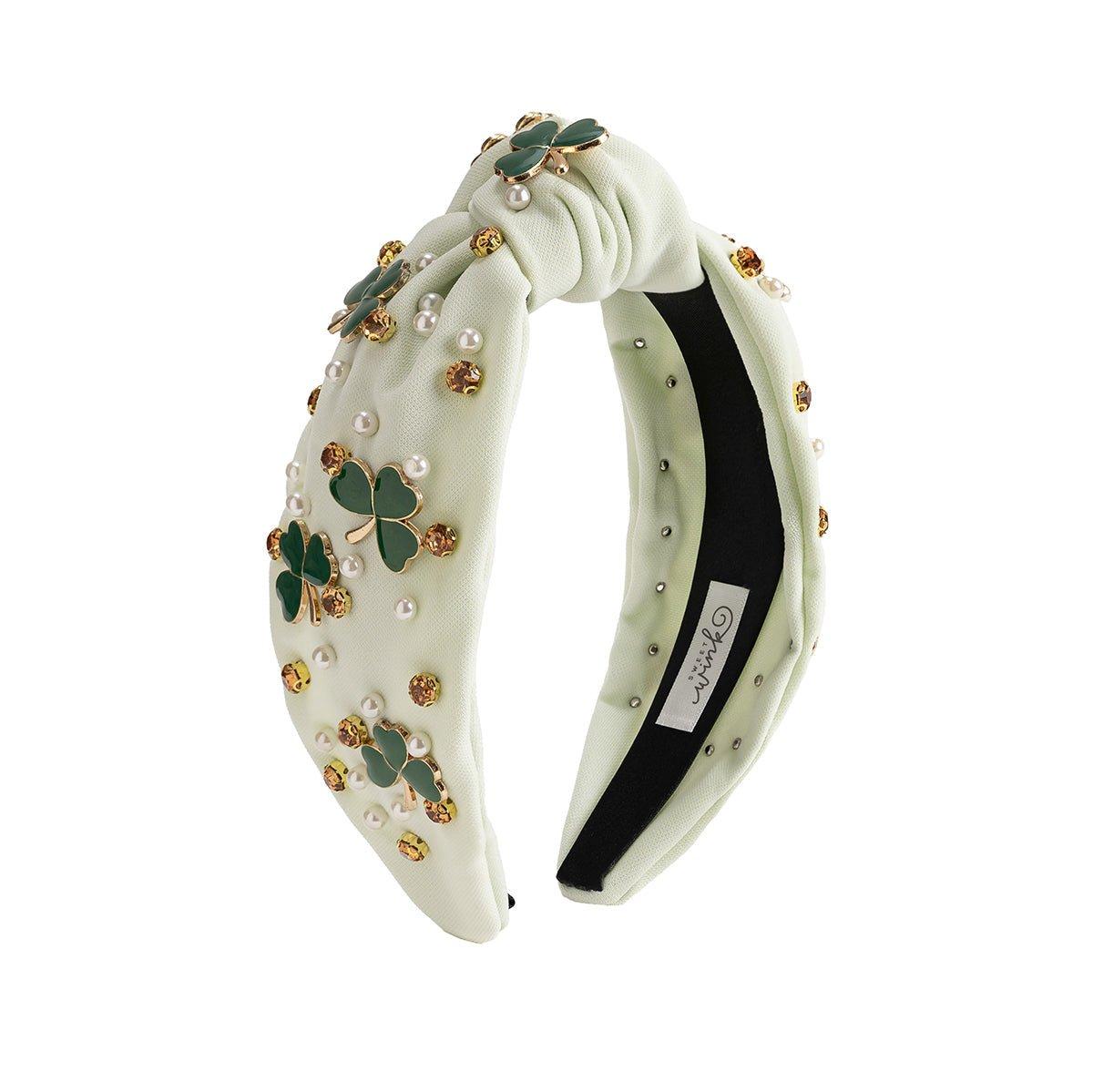 Shamrock Pearl St. Patrick's Day Gemstone Headband image number 4