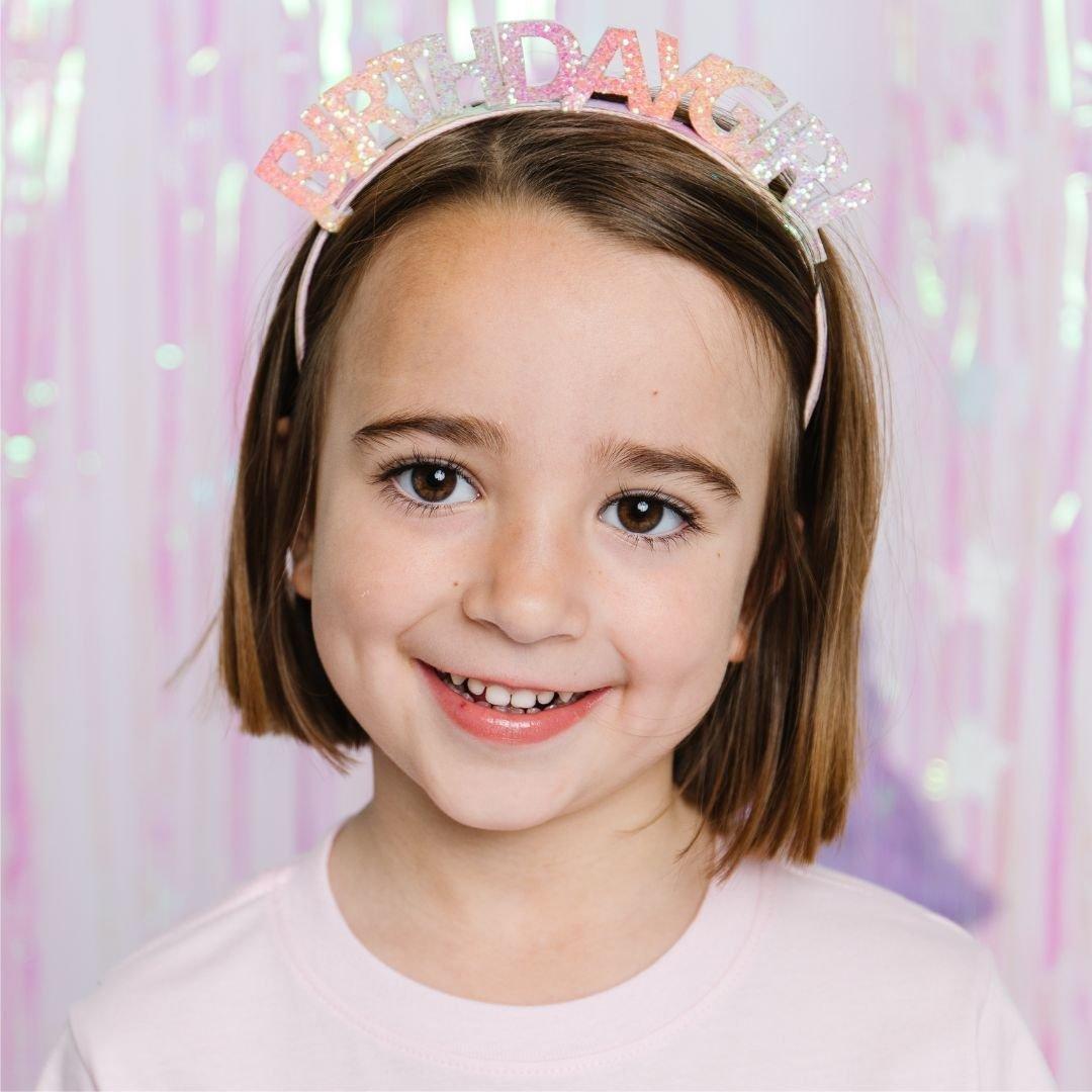 Pastel Rainbow Birthday Girl Headband image number 2