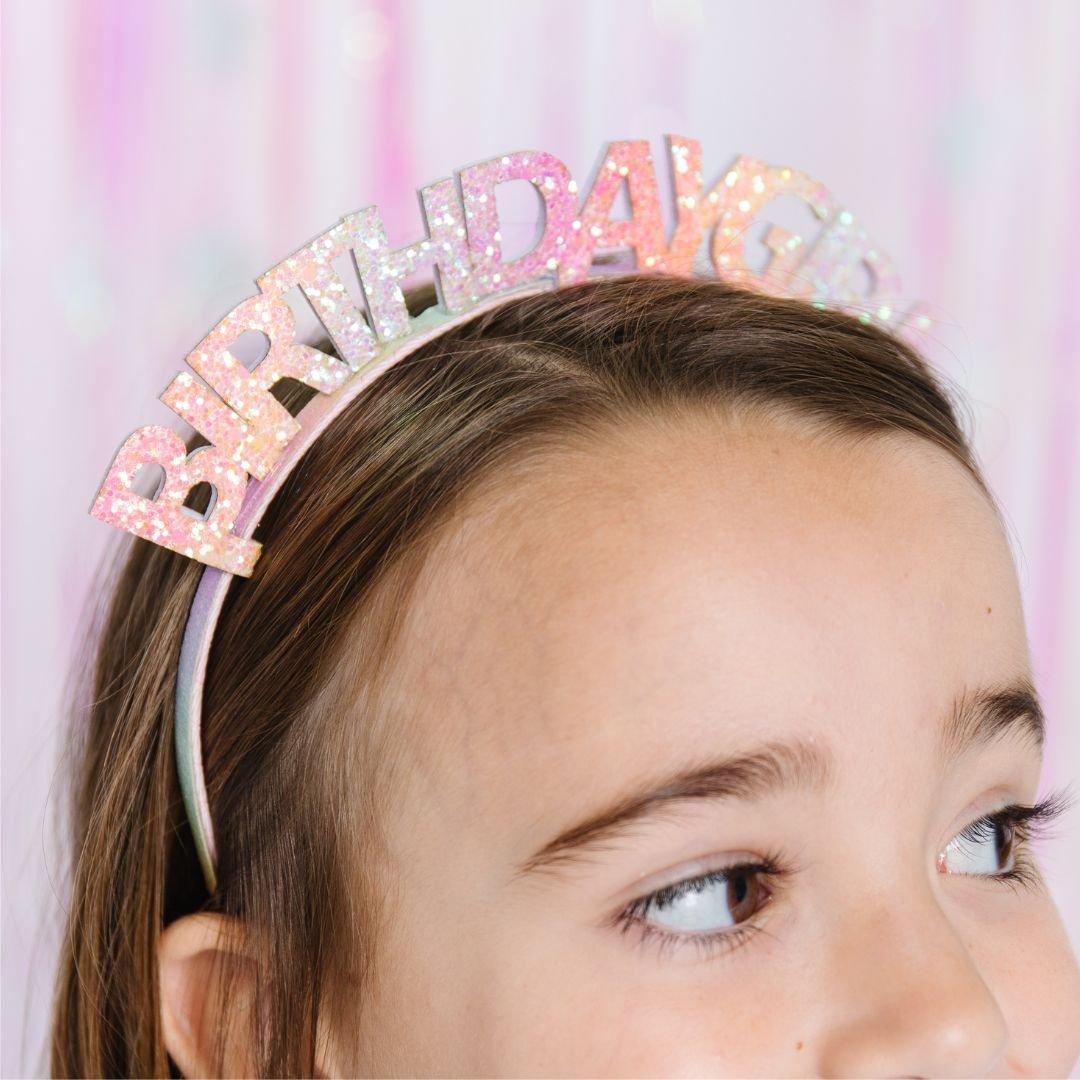 Pastel Rainbow Birthday Girl Headband image number 3