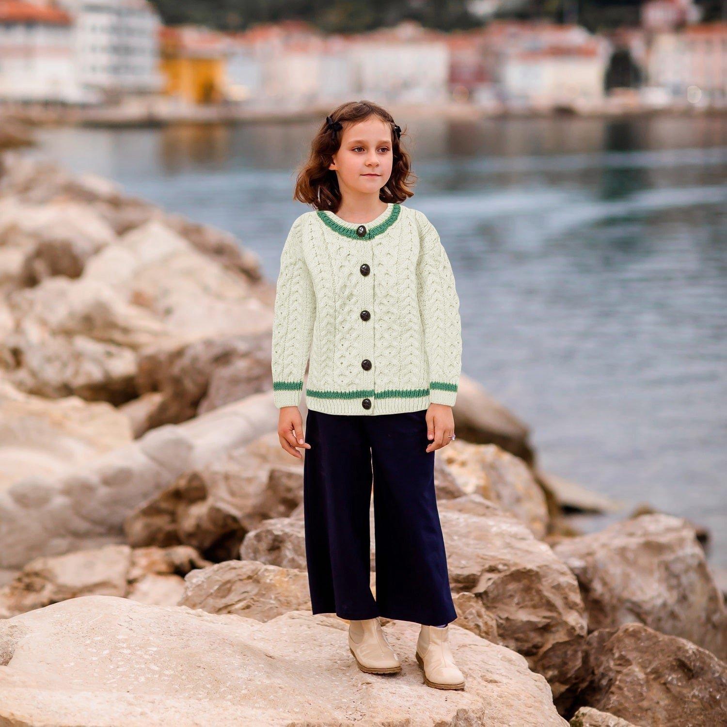 London Days Merino Cardigan - Cream & Green image number 3