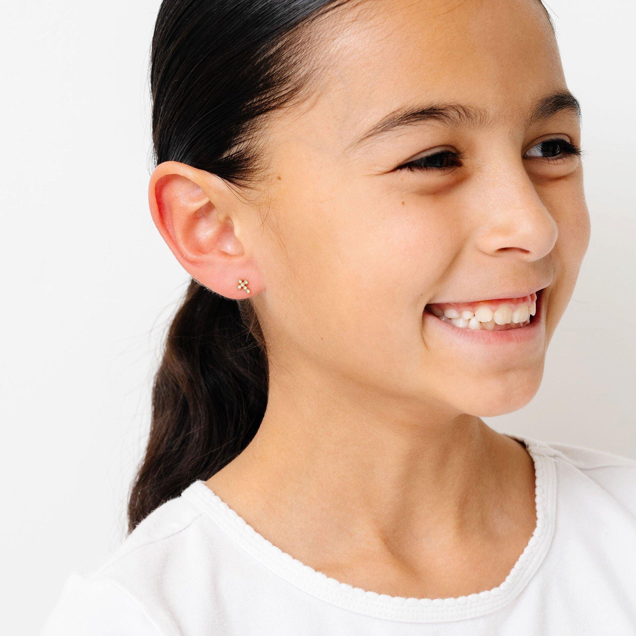 Diamond Cross Earrings image number 2