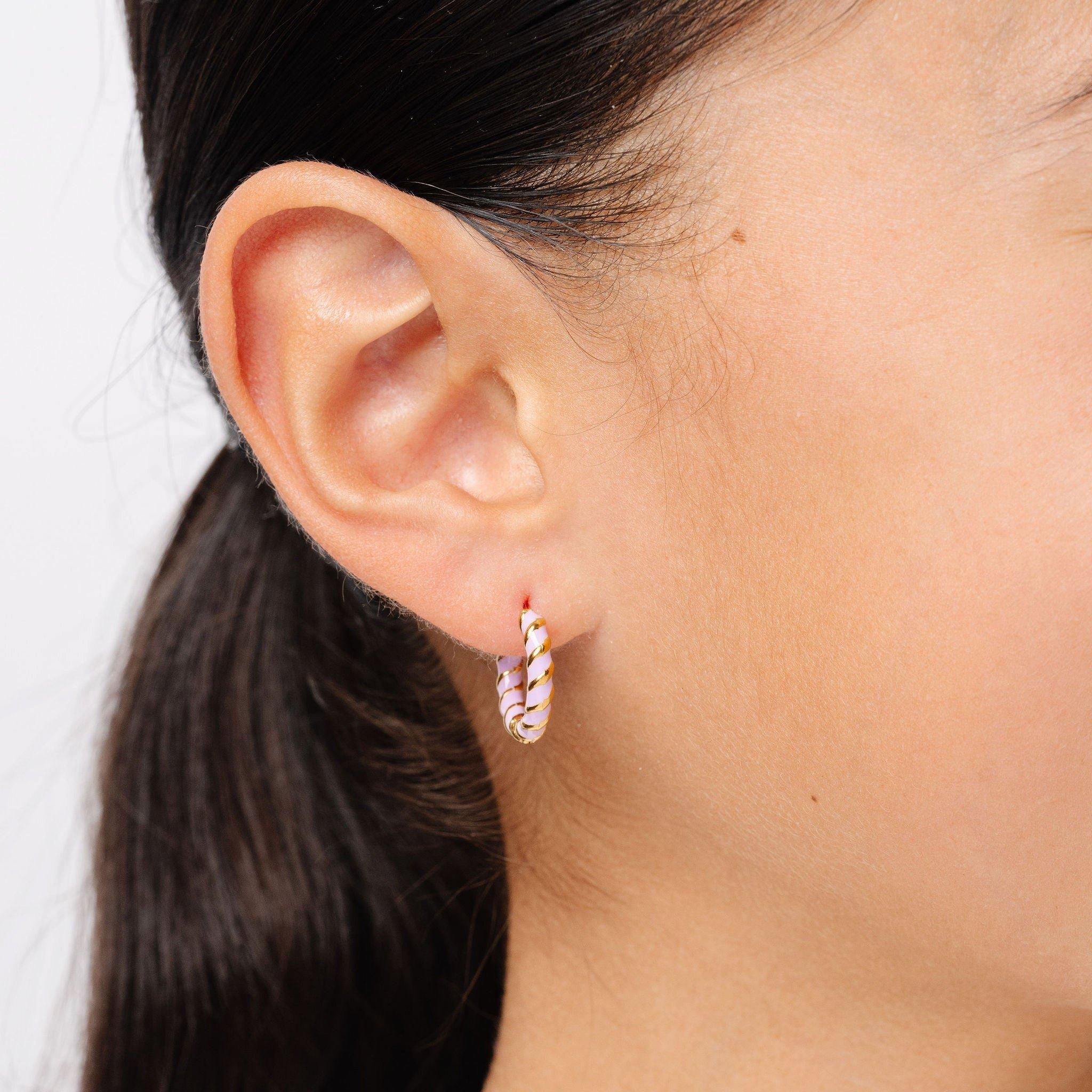 Braided Hoop Earrings | Lilac image number 2