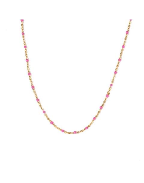 Enamel Bead Necklace | Pink