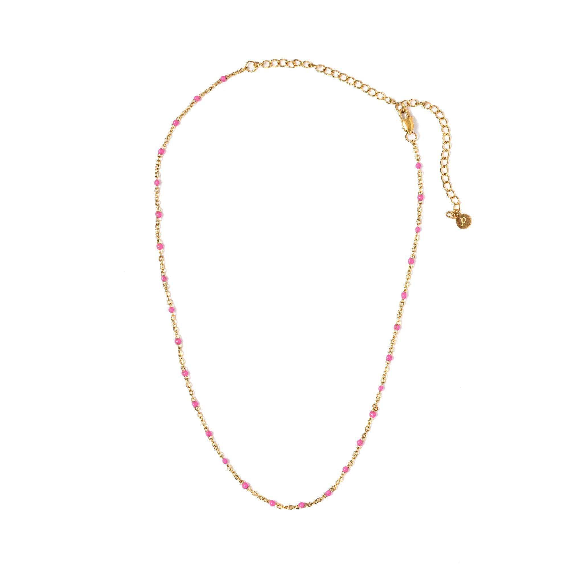 Enamel Bead Necklace | Pink image number 3