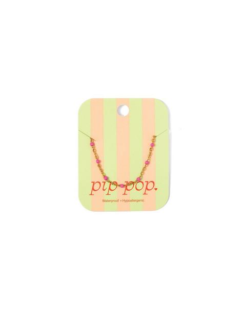 Enamel Bead Necklace | Pink