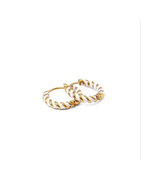 Braided Hoop Earrings | White