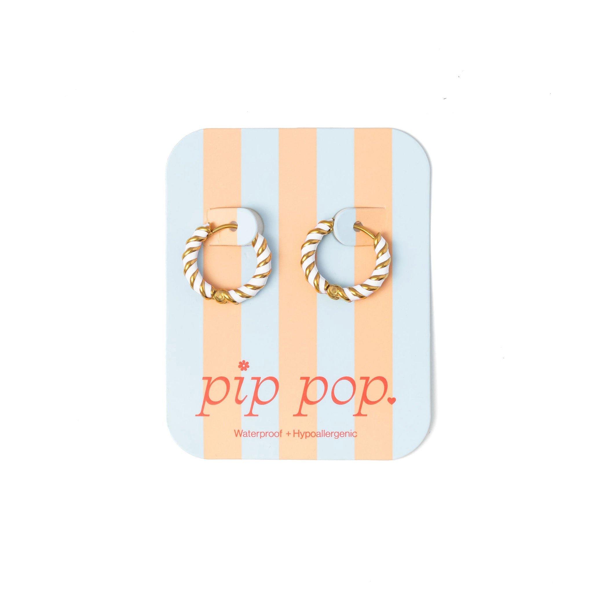 Braided Hoop Earrings | White image number 1