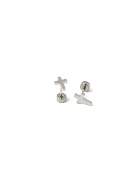 Cross Stud Earrings | Silver