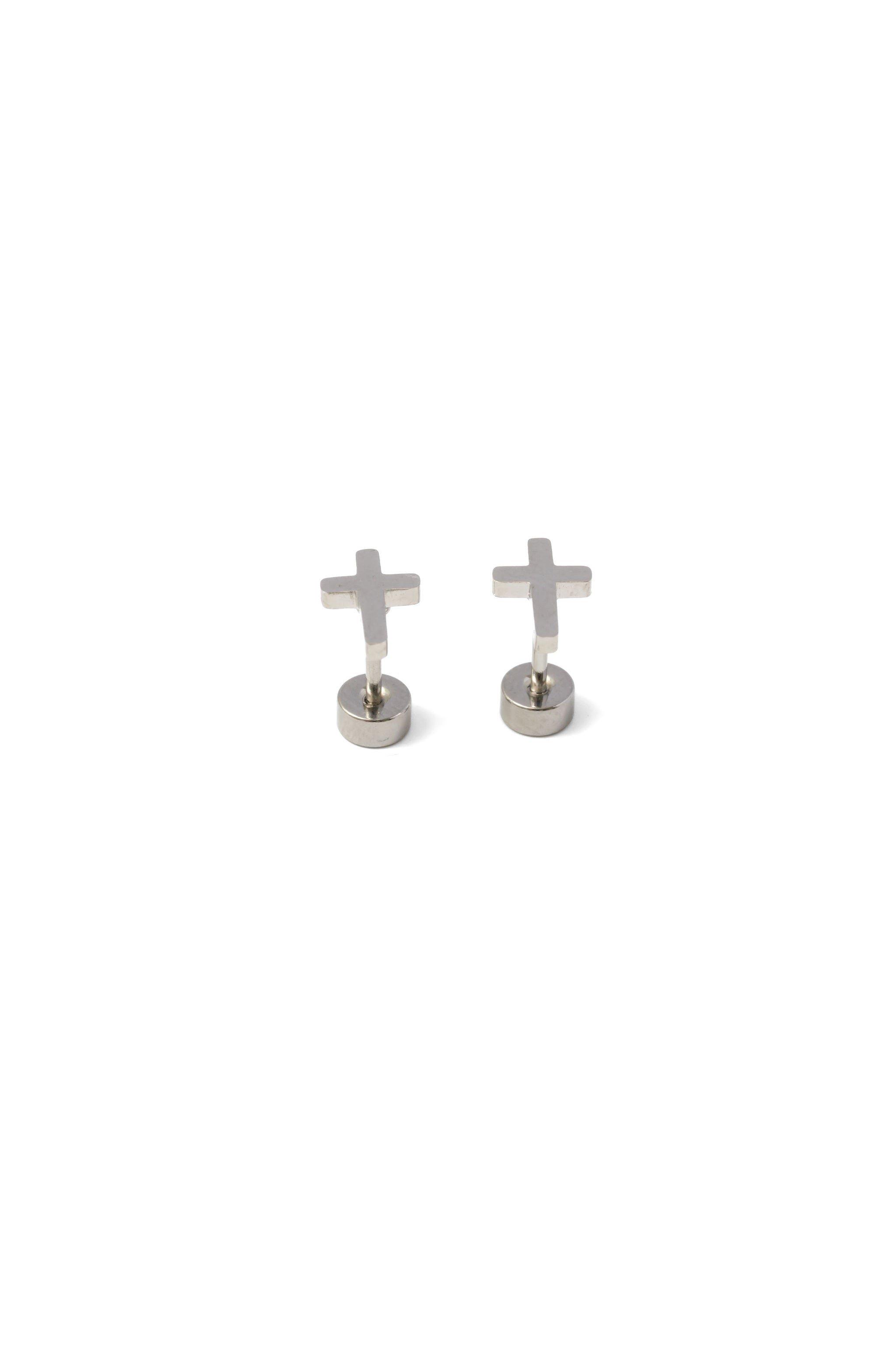 Cross Stud Earrings | Silver image number 1