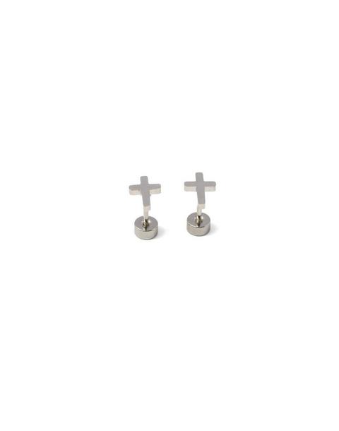 Cross Stud Earrings | Silver