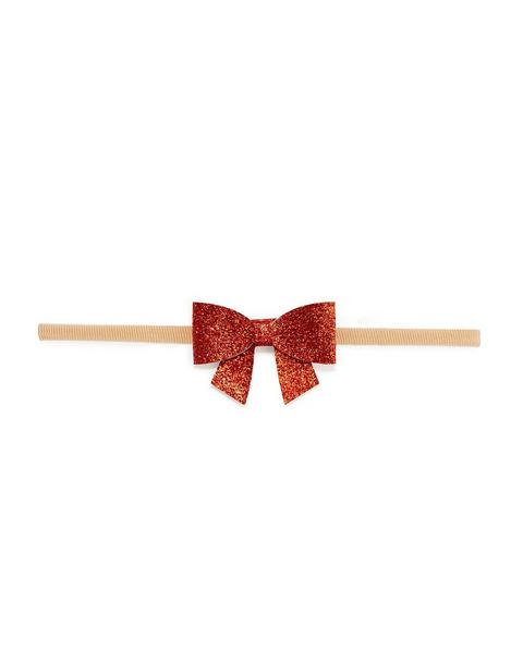 Red Glitter Bow Baby Headband