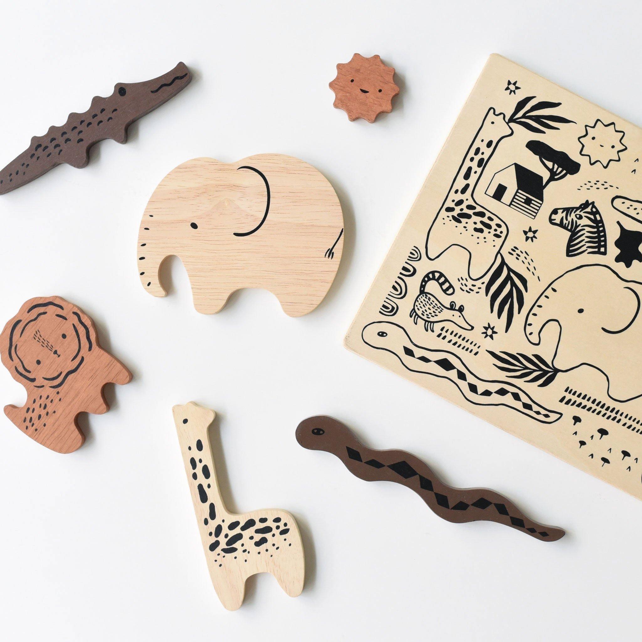 Wooden Tray Puzzle - Safari Animals image number 2