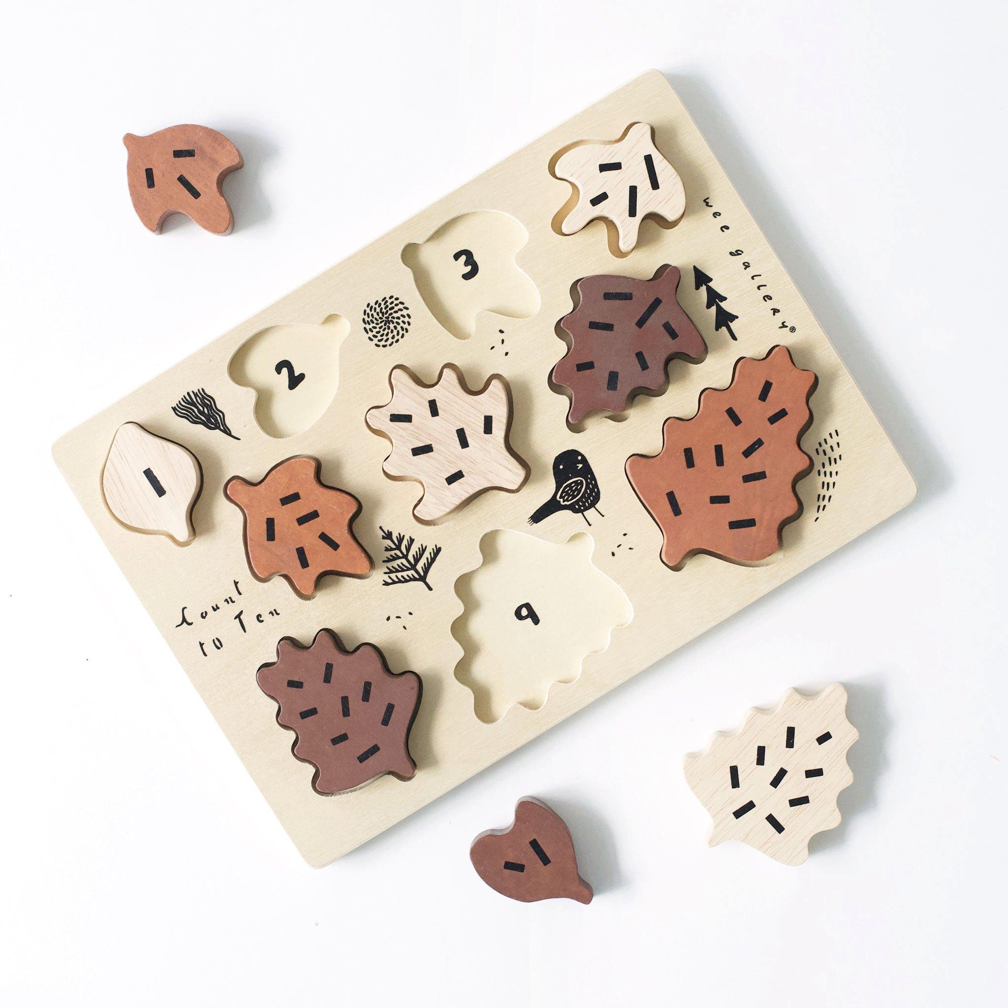 Wooden Tray Puzzle - Count to 10 Leaves image number 4