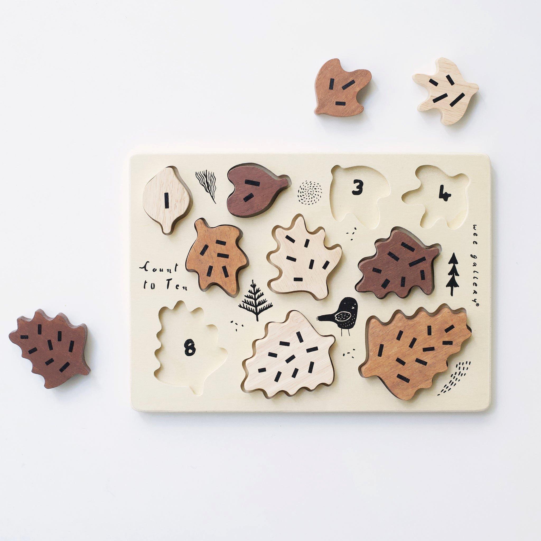 Wooden Tray Puzzle - Count to 10 Leaves image number 1