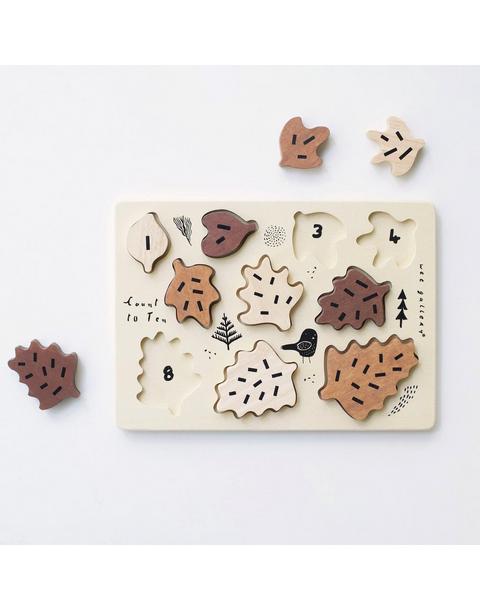 Wooden Tray Puzzle - Count to 10 Leaves
