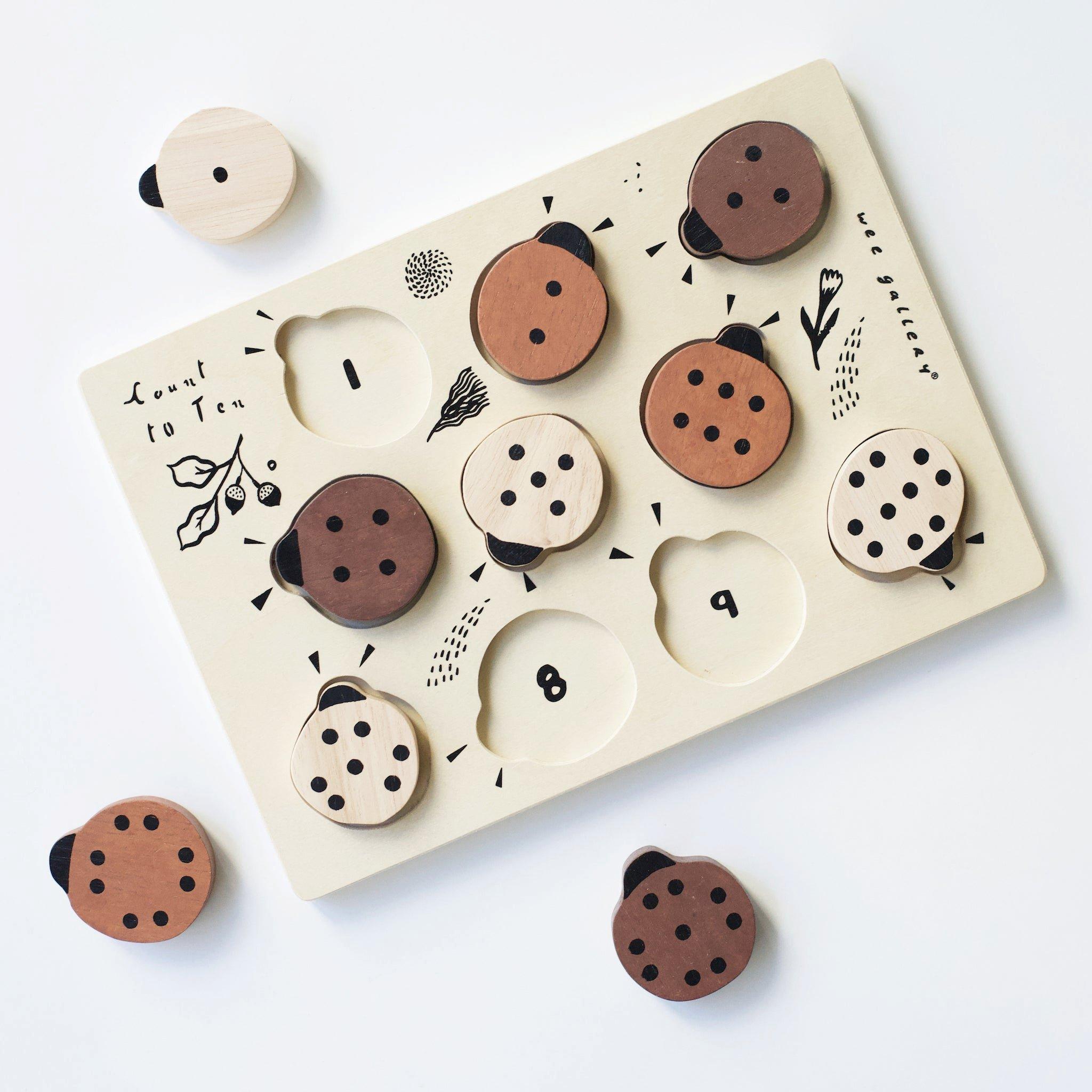 Wooden Tray Puzzle - Count to 10 Ladybugs image number 1