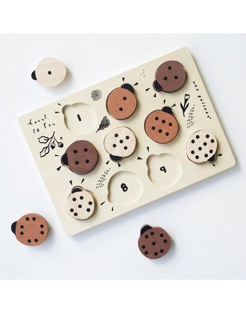 Wooden Tray Puzzle - Count to 10 Ladybugs
