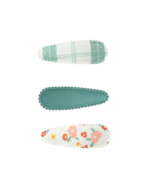 Cottage Snap Clips Set of 3 | Fern Plaid + Sunset Meadow