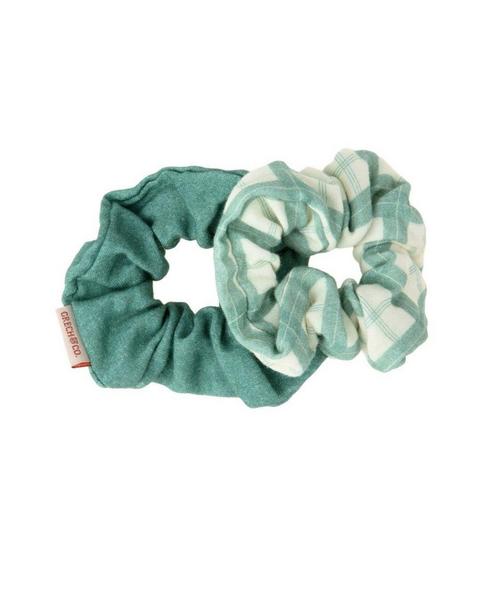 Hair Scrunchies Set of 2 | Fern Plaid