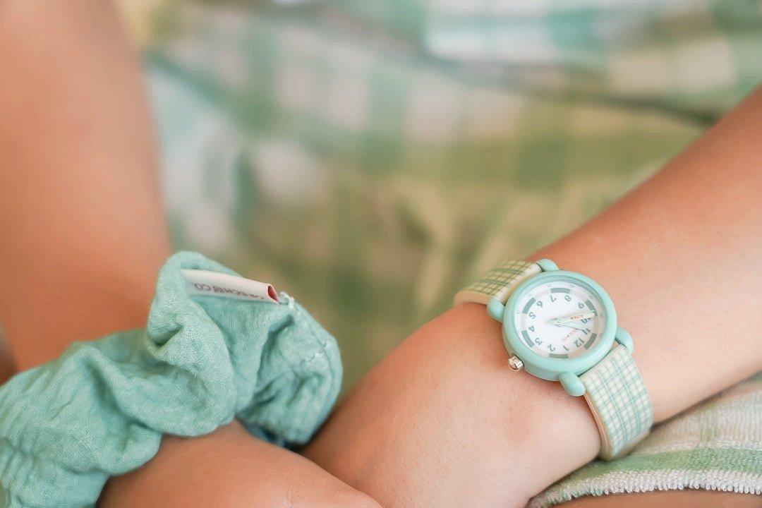 Hair Scrunchies Set of 2 | Fern Plaid image number 1