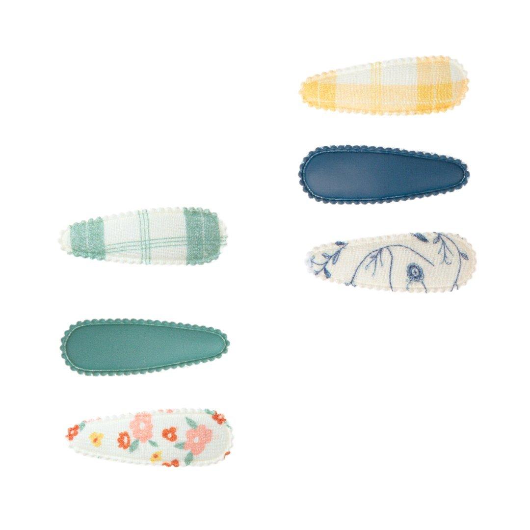 Cottage Snap Clips Set of 3 | Organic | Scandi Floral + Buckwheat Plaid image number 1