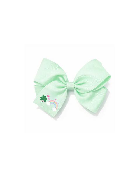 Rainbow Shamrock Hair Bow | Green