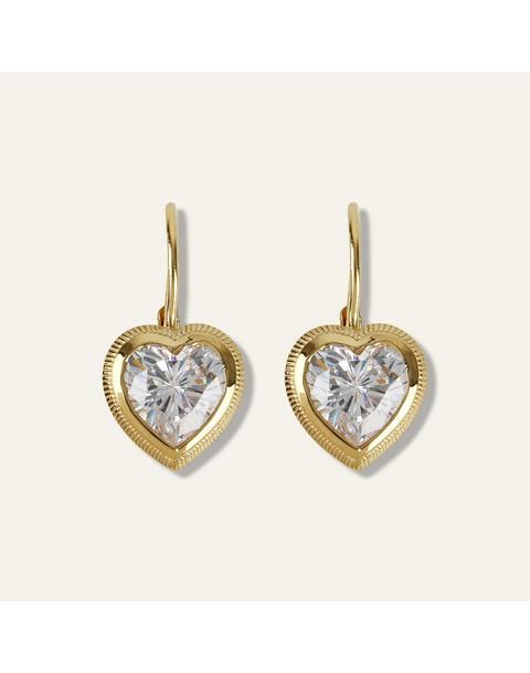 Heart Bezel Drop Earrings