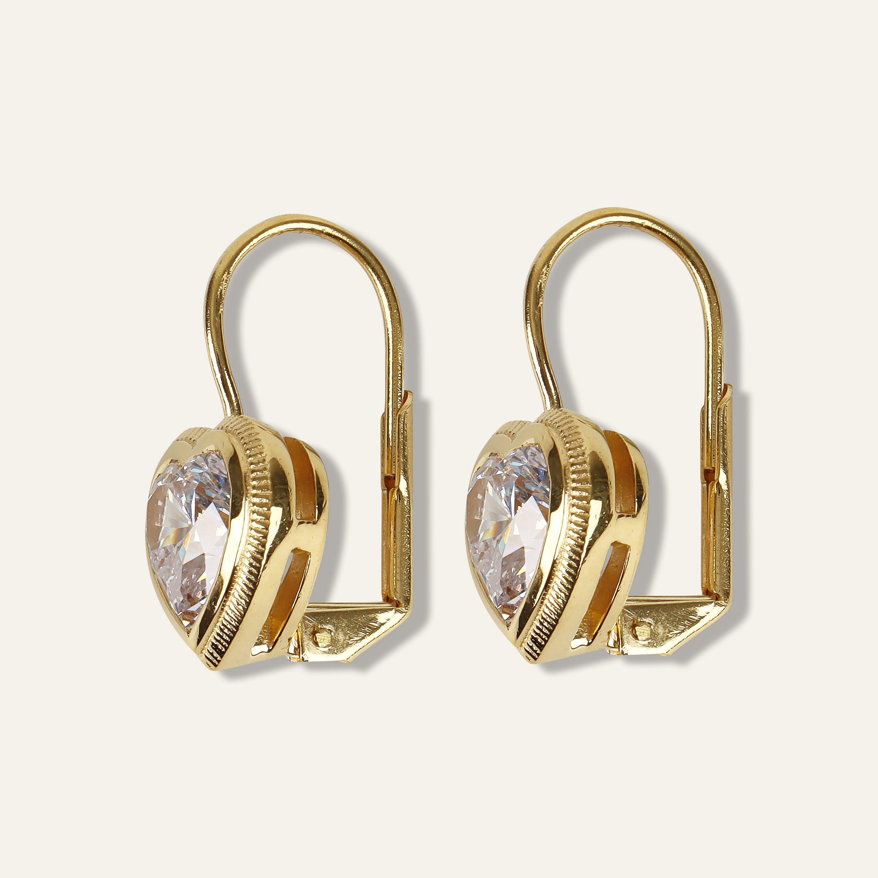 Heart Bezel Drop Earrings image number 1