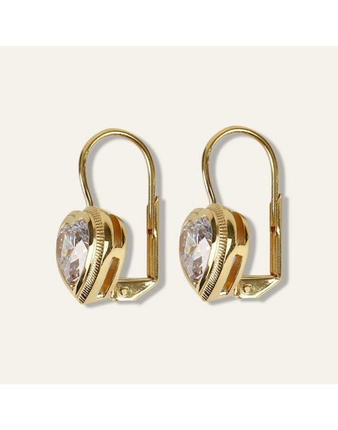 Heart Bezel Drop Earrings