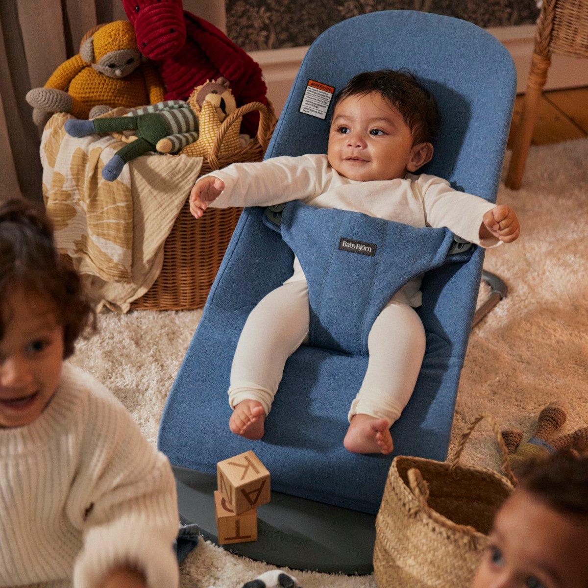 Baby Bouncer Bliss: Woven | Blue Melange image number 2