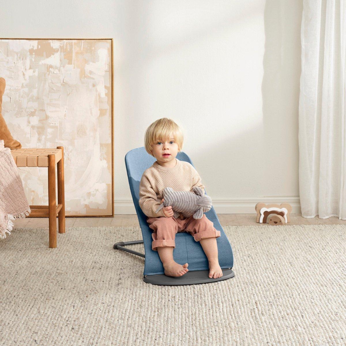 Baby Bouncer Bliss: Woven | Blue Melange image number 4