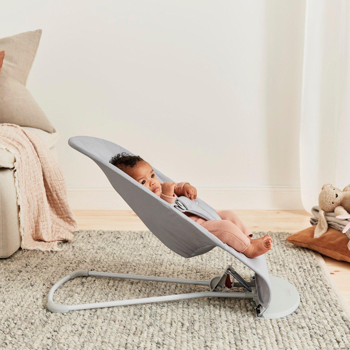 Baby Bouncer Bliss: Petal Quilt Woven | Light Grey image number 3