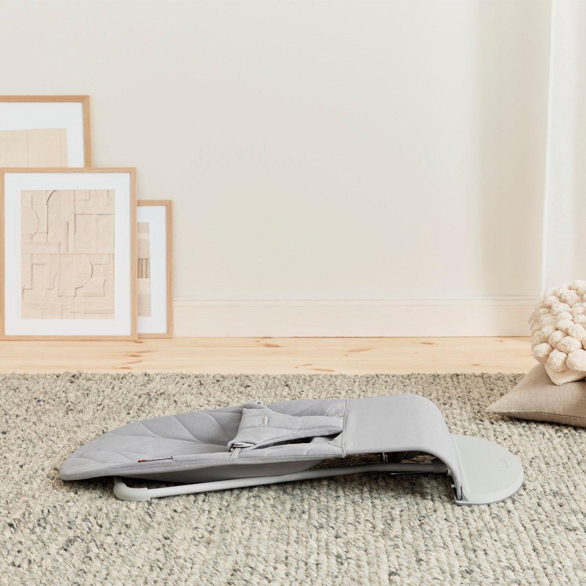 Baby Bouncer Bliss: Petal Quilt Woven | Light Grey image number 4