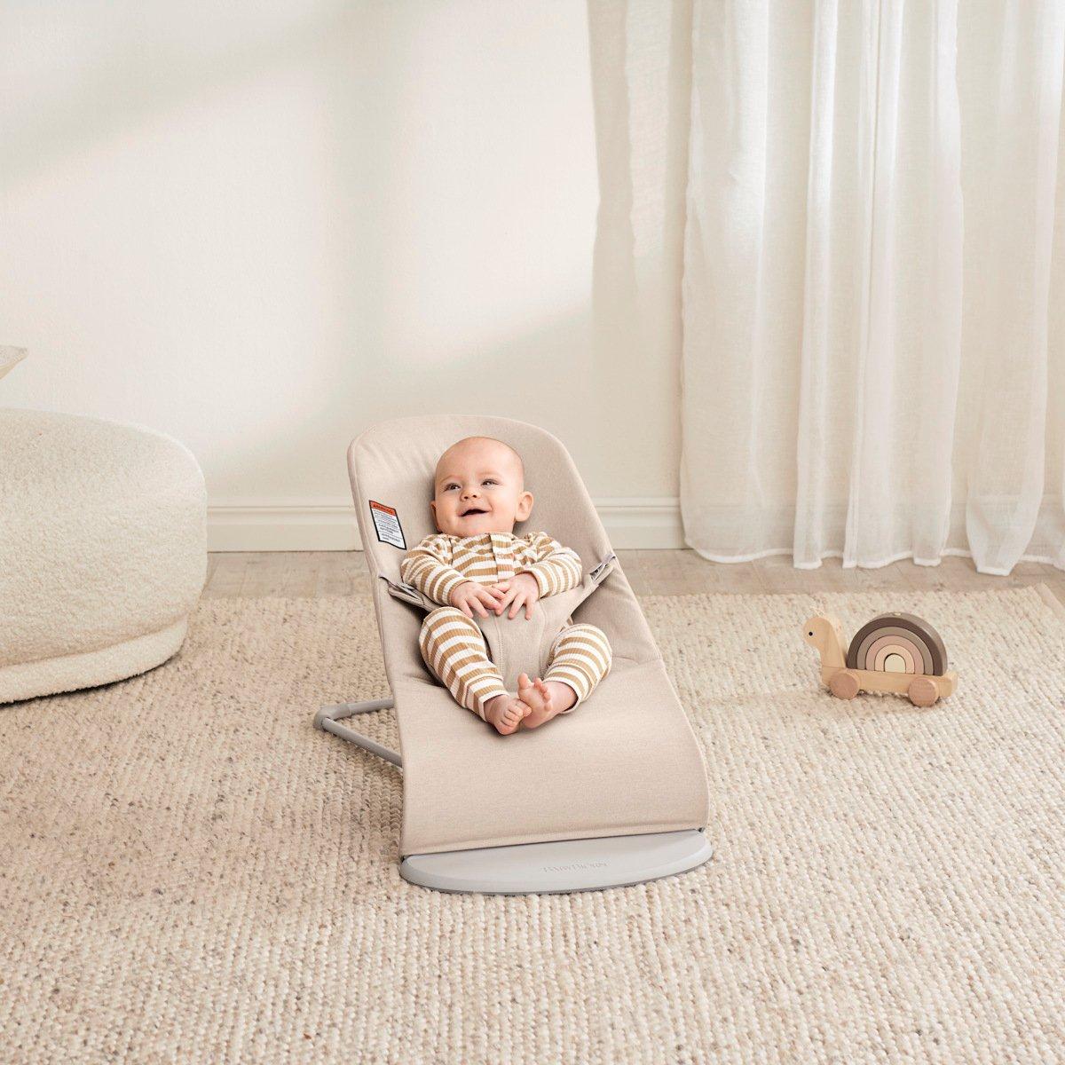 Baby Bouncer Bliss: Woven | Light Beige Melange image number 2