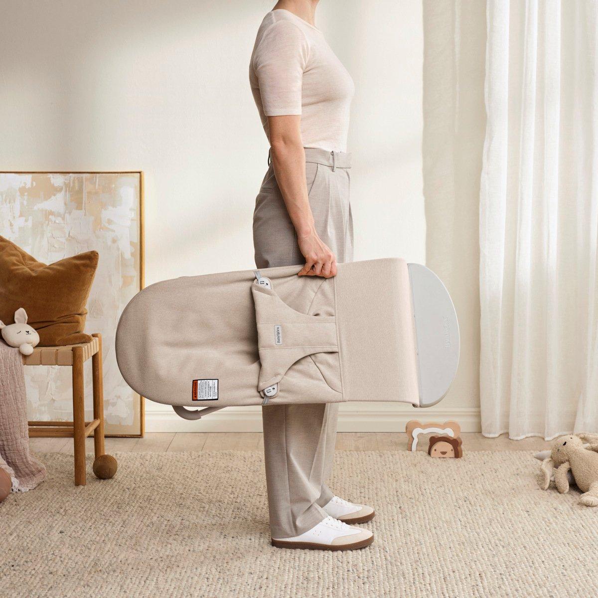 Baby Bouncer Bliss: Woven | Light Beige Melange image number 3
