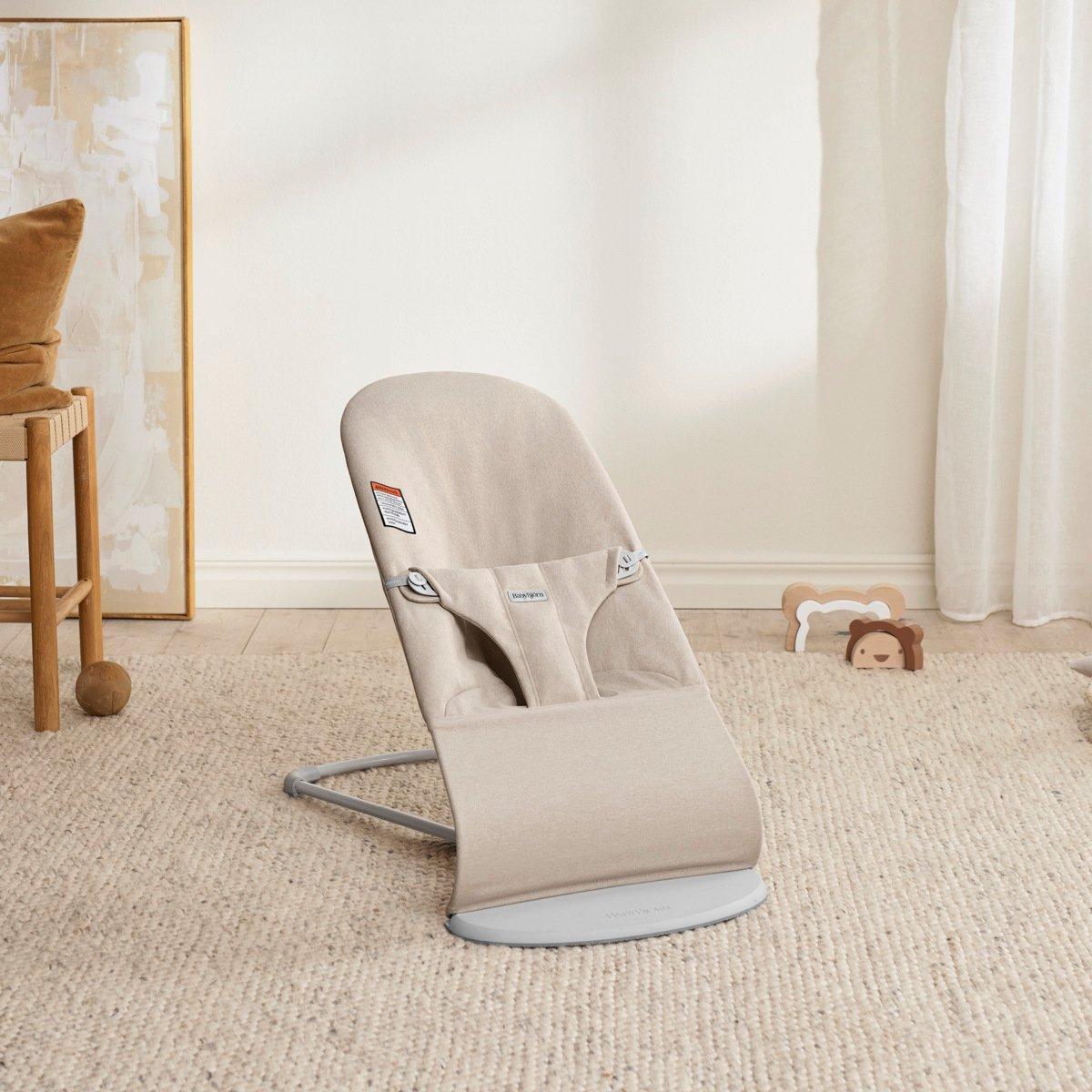 Baby Bouncer Bliss: Woven | Light Beige Melange image number 4