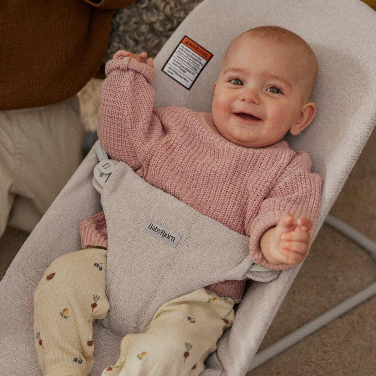 Baby Bouncer Bliss: Woven | Light Beige Melange image number 1