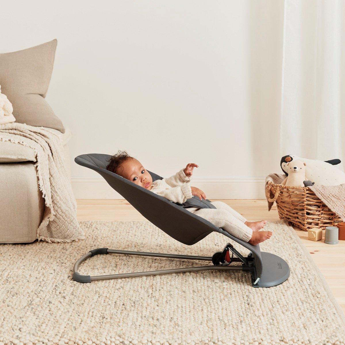 Baby Bouncer Bliss: Petal Quilt Woven | Anthracite image number 2
