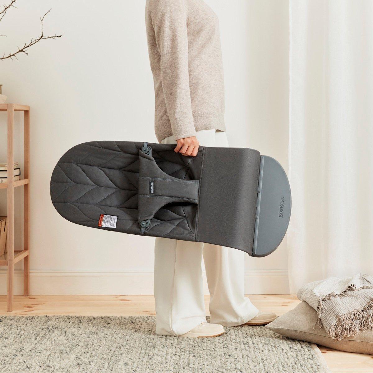 Baby Bouncer Bliss: Petal Quilt Woven | Anthracite image number 4