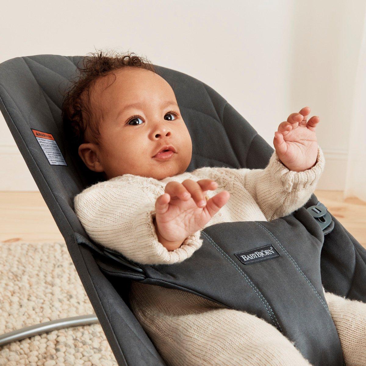 Baby Bouncer Bliss: Petal Quilt Woven | Anthracite image number 1
