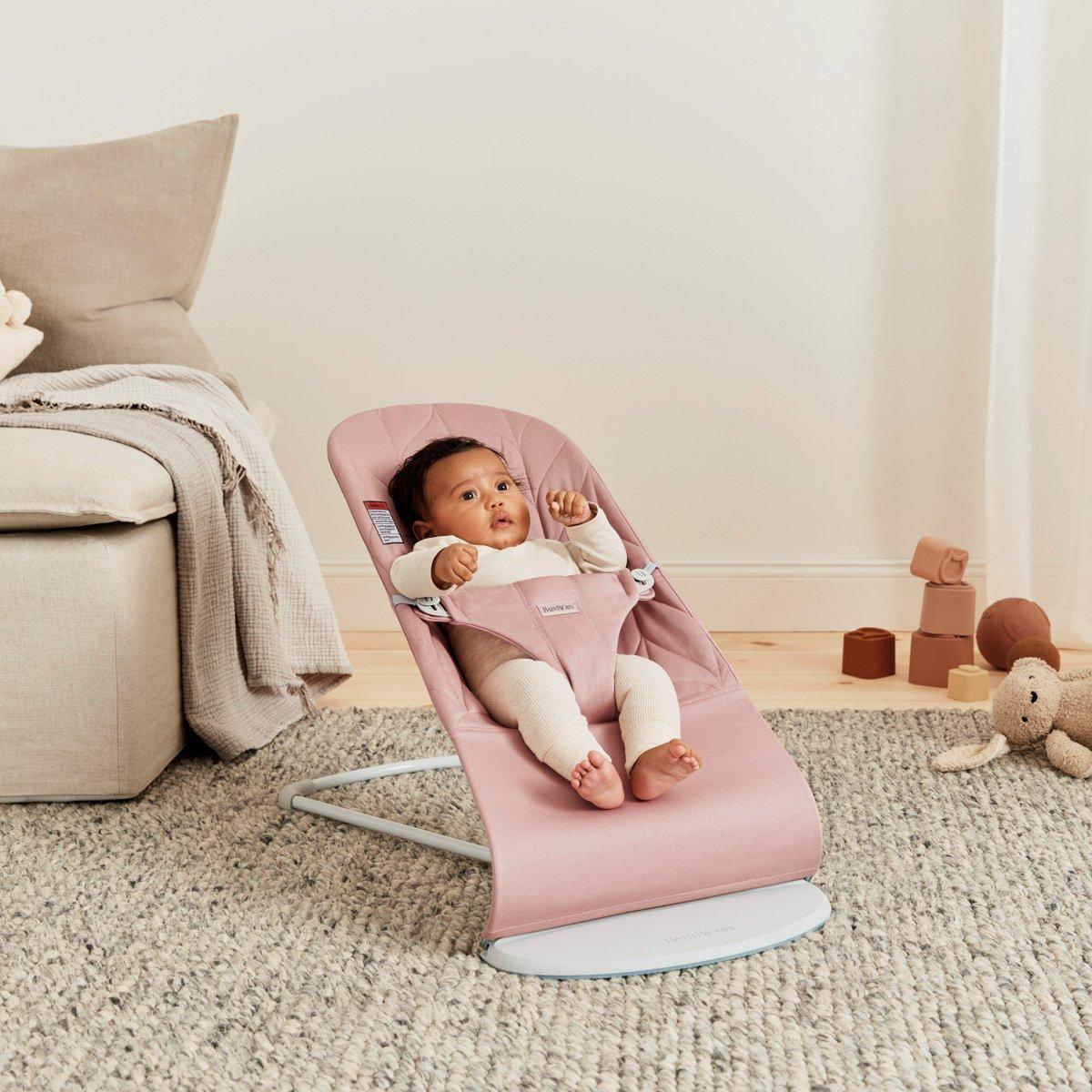 Baby Bouncer Bliss: Petal Quilt Woven | Dusty Pink image number 2