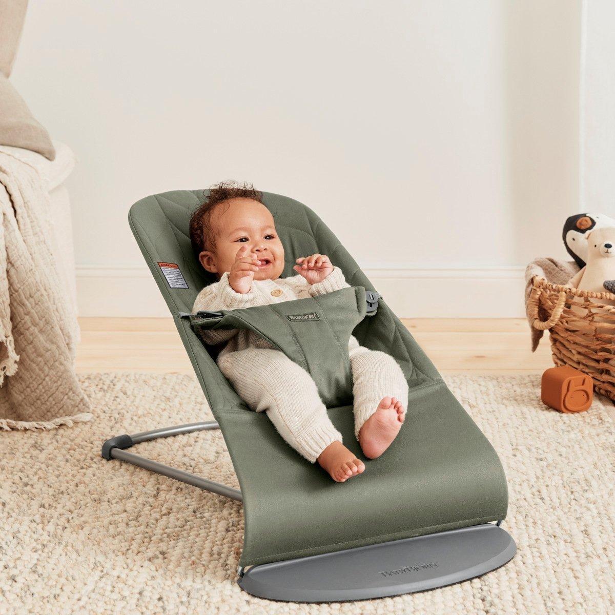 Baby Bouncer Bliss: Petal Quilt Woven | Dark Green image number 2