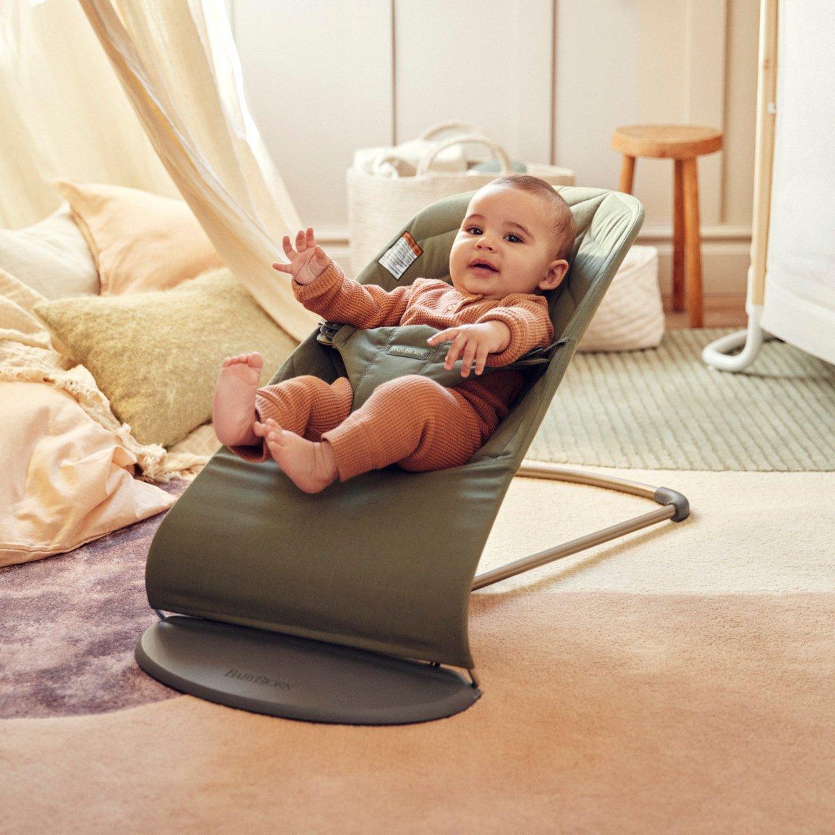 Baby Bouncer Bliss: Petal Quilt Woven | Dark Green image number 4