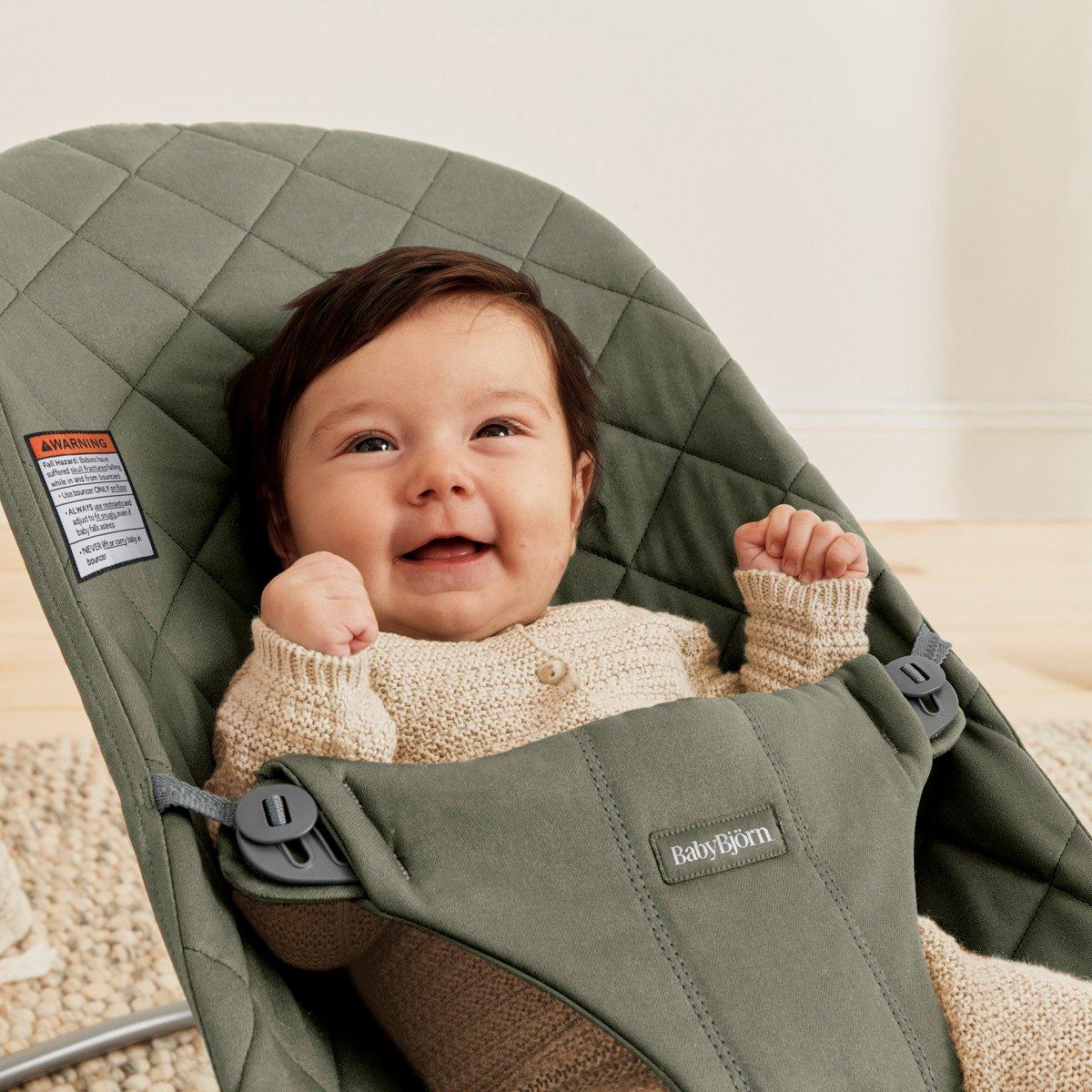 Baby Bouncer Bliss: Petal Quilt Woven | Dark Green image number 1
