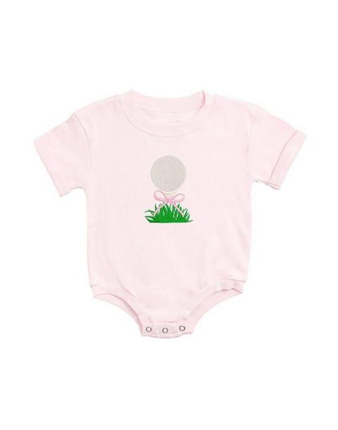 Golf Tee Bow Patch Short Sleeve Romper