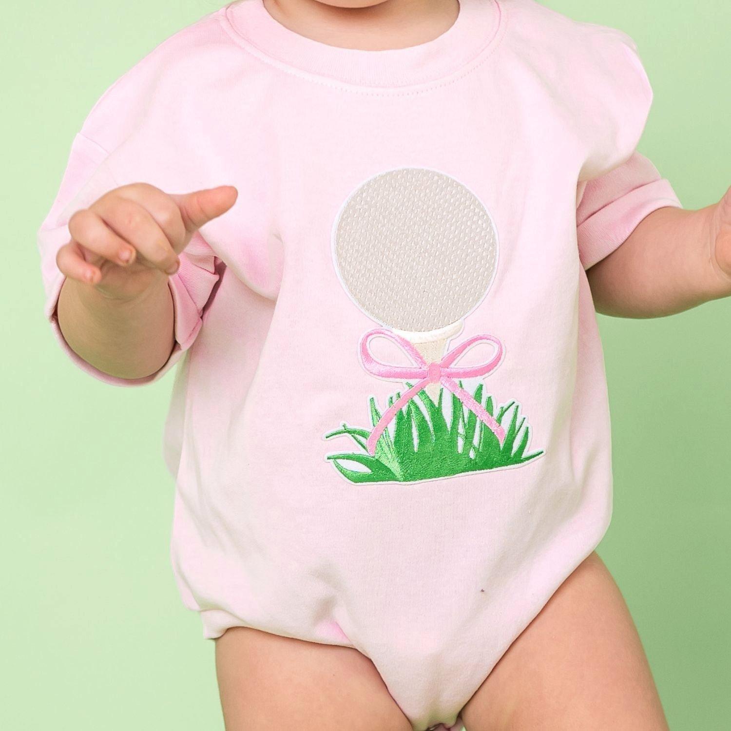 Golf Tee Bow Patch Short Sleeve Romper image number 2