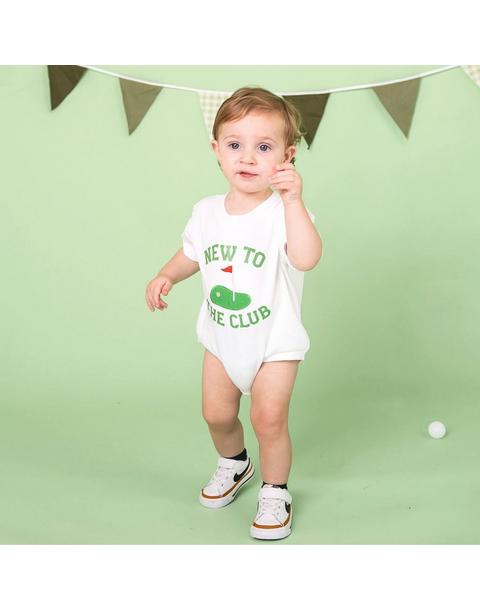 New To The Club Patch Short Sleeve Romper
