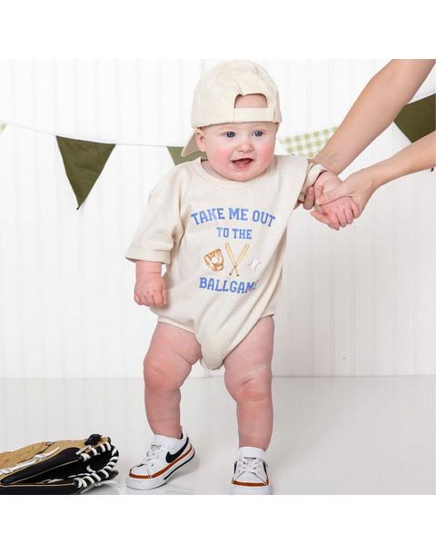 Take Me Out To The Ballgame Short Sleeve Romper