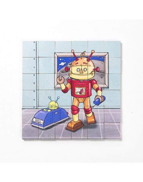 Magic Magnetic Wooden Puzzle with Cotton Bag - Friendly Robot